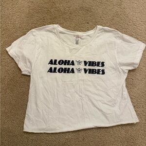 Aloha Vibes Cropped White T-Shirt